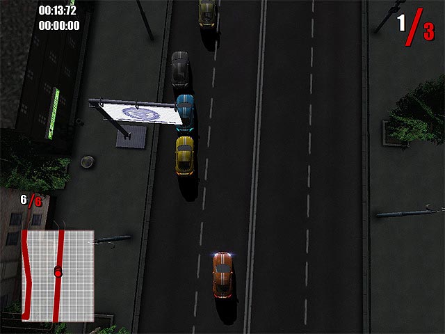 3D racing game with top-down view.