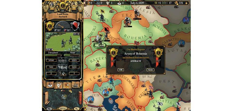 Europa Universalis II Captura de pantalla del juego