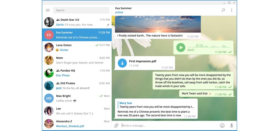 Telegram Desktop Capture d'écran du logiciel libre